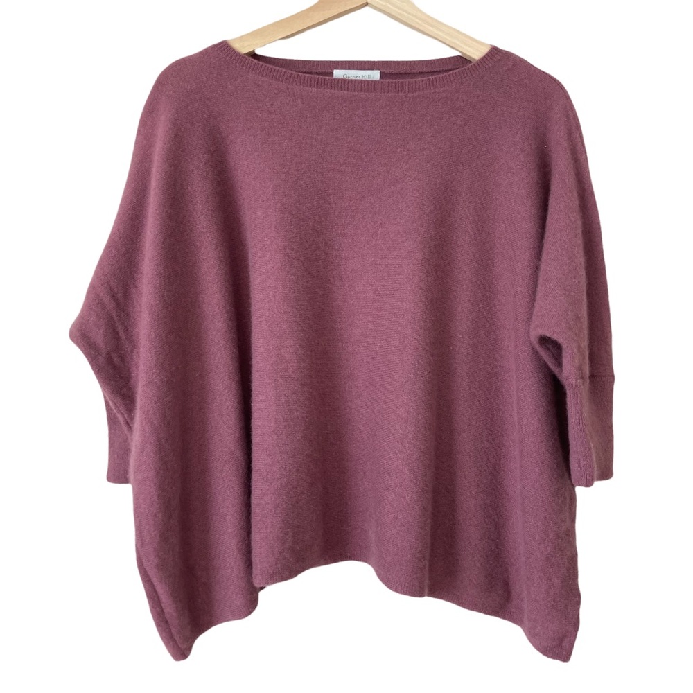 Garnet Hill Cashmere Cropped Boxy Square Dolman Style Sweater
